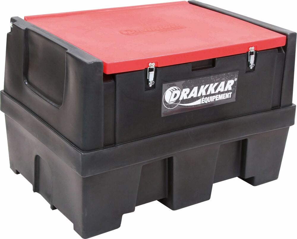 Cuve Ravitaillement Gasoil PE 450L avec Pompe Gasoil 12V 45 l/min et Pistolet Automatique/Capot