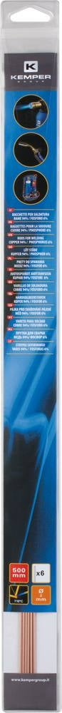 Baguette Soudure et Brasage Cuivre et Phosphore 2mm 580mm Étui de 6 pcs