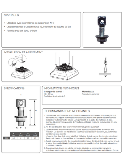 Fixation plafond IPN pour destratification