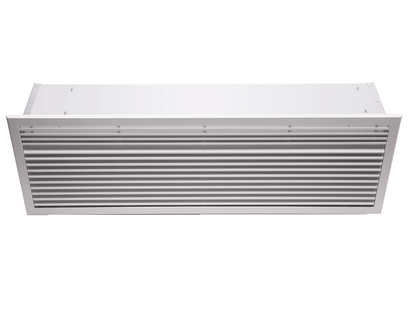 Rideau d'air à eau chaude 18 kW Encastré 1,5 mètre - Grille blanche RAL9016